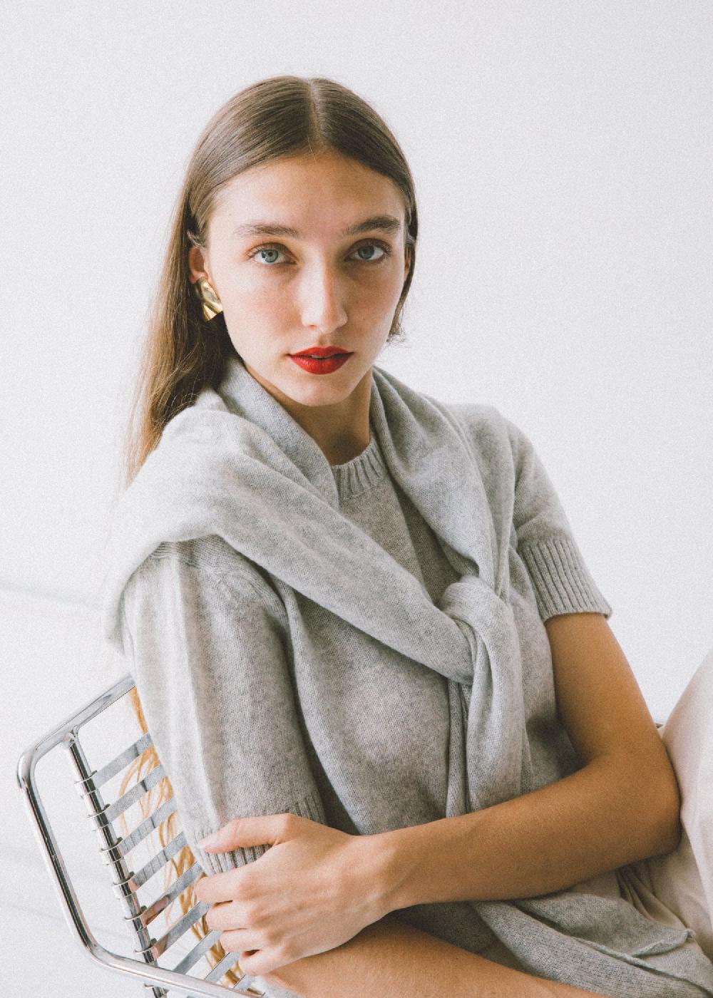 estella Juliana Triangle Scarf in Gray Mist Cashmere