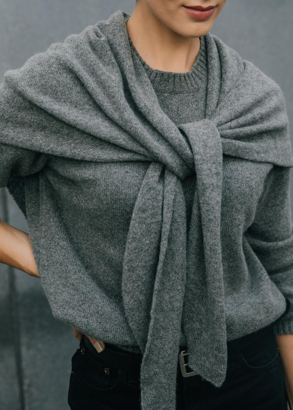 Estella Juliana Triangle Scarf In Iron Gray Cashmere