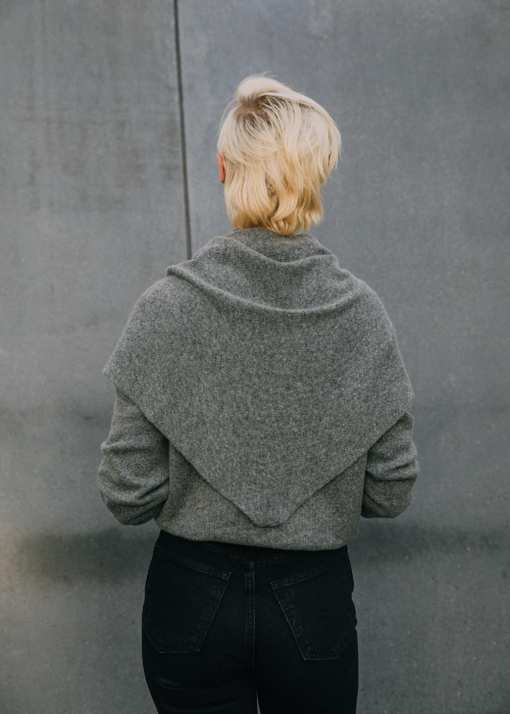 Estella Juliana Triangle Scarf In Iron Gray Cashmere