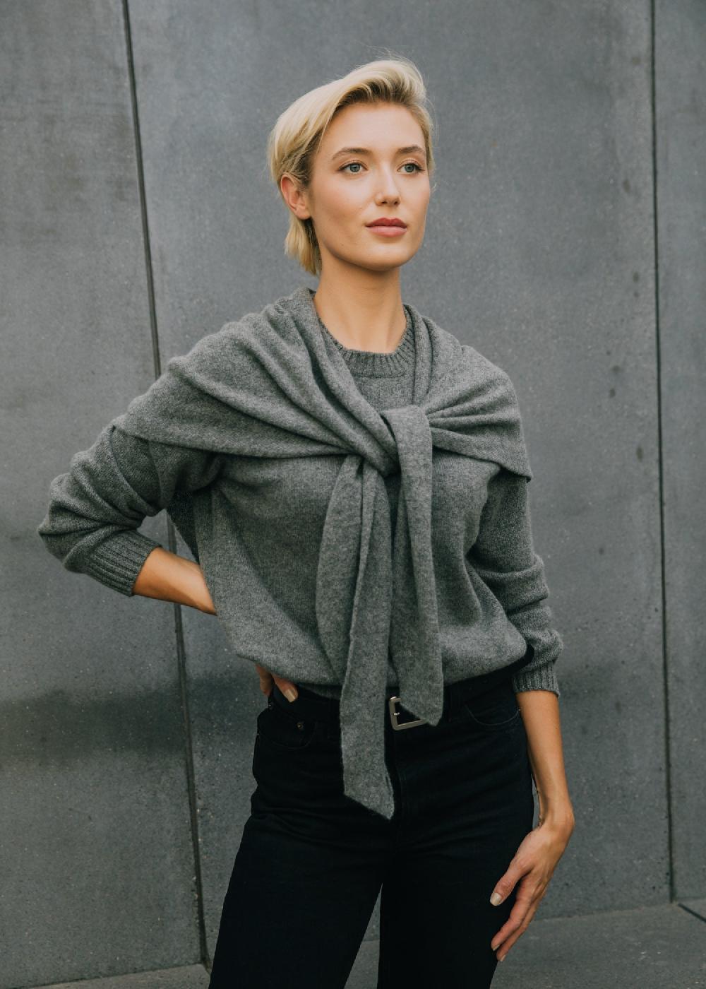 estella Juliana Triangle Scarf in Iron Gray Cashmere