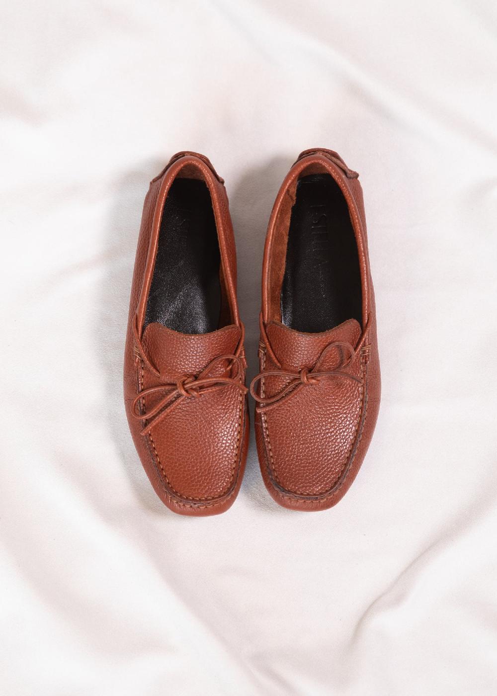 Estella Liv Driving Shoe In Terracotta Pebbled Leather