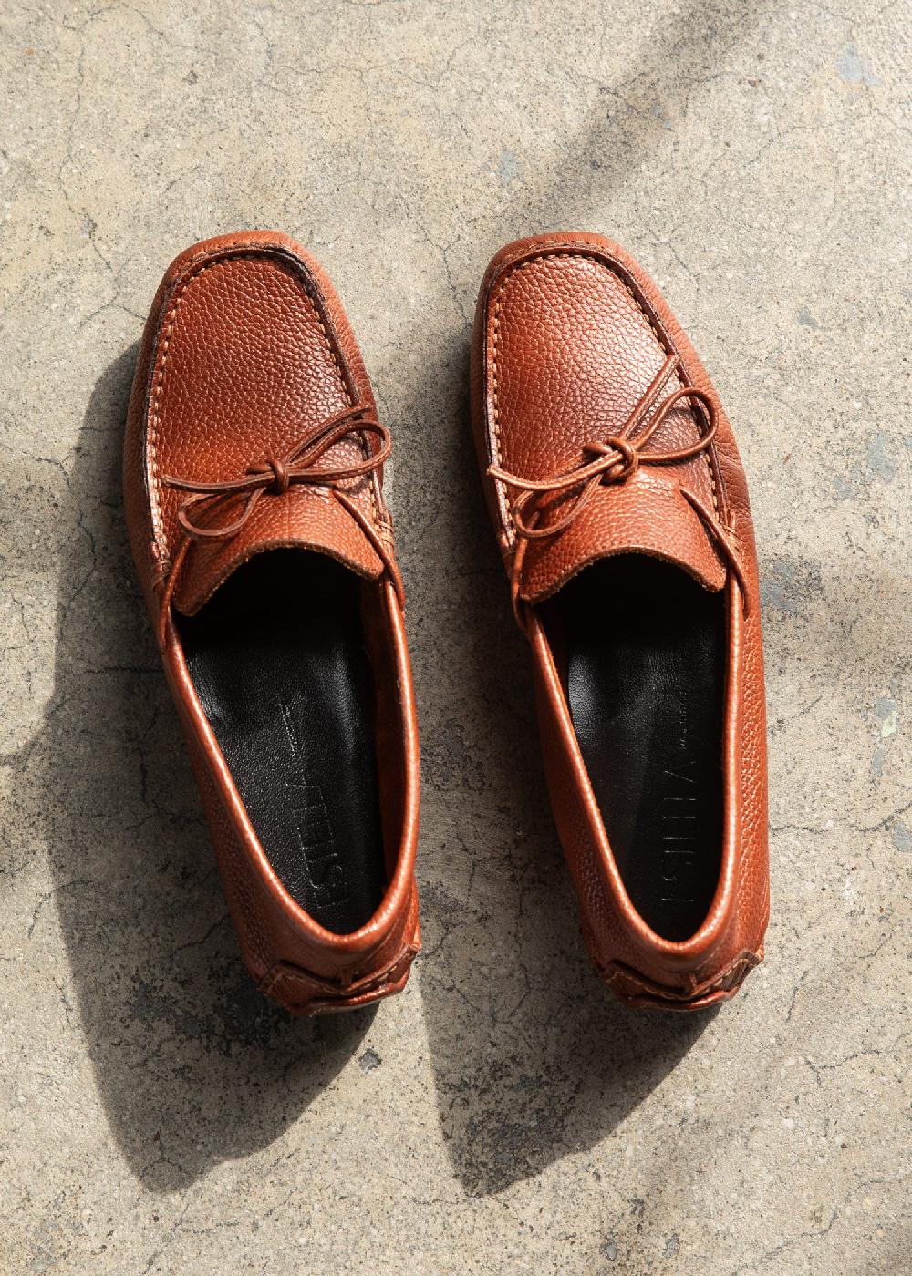 estella Liv Driving Shoe in Terracotta Pebbled Leather