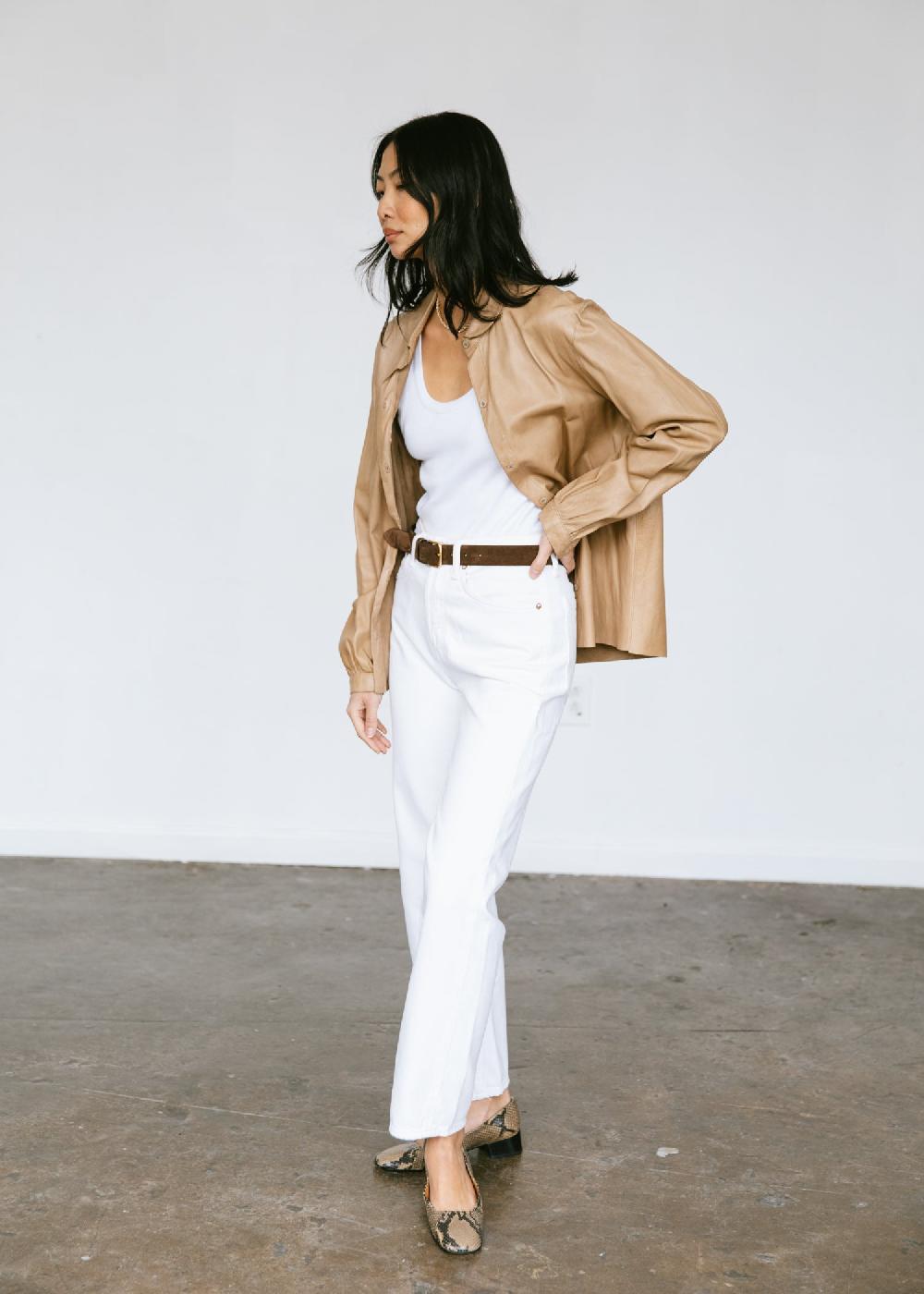 Estella Vintage 1970s Calvin Klein Buttery Soft Leather Shirt Jacket In Camel