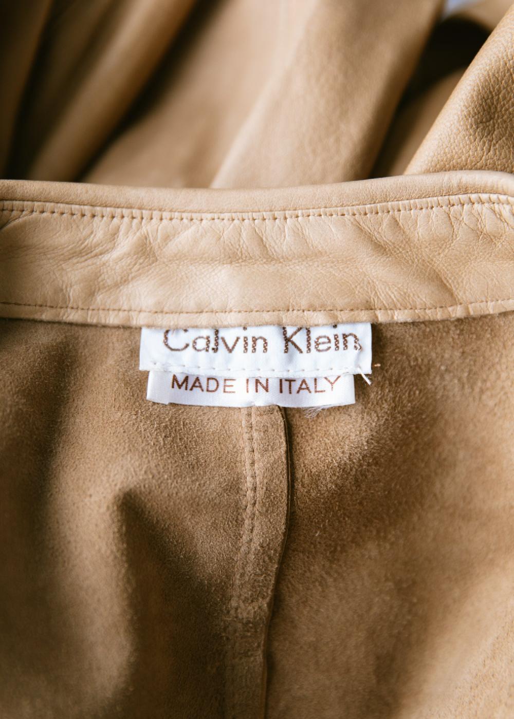 Estella Vintage 1970s Calvin Klein Buttery Soft Leather Shirt Jacket In Camel