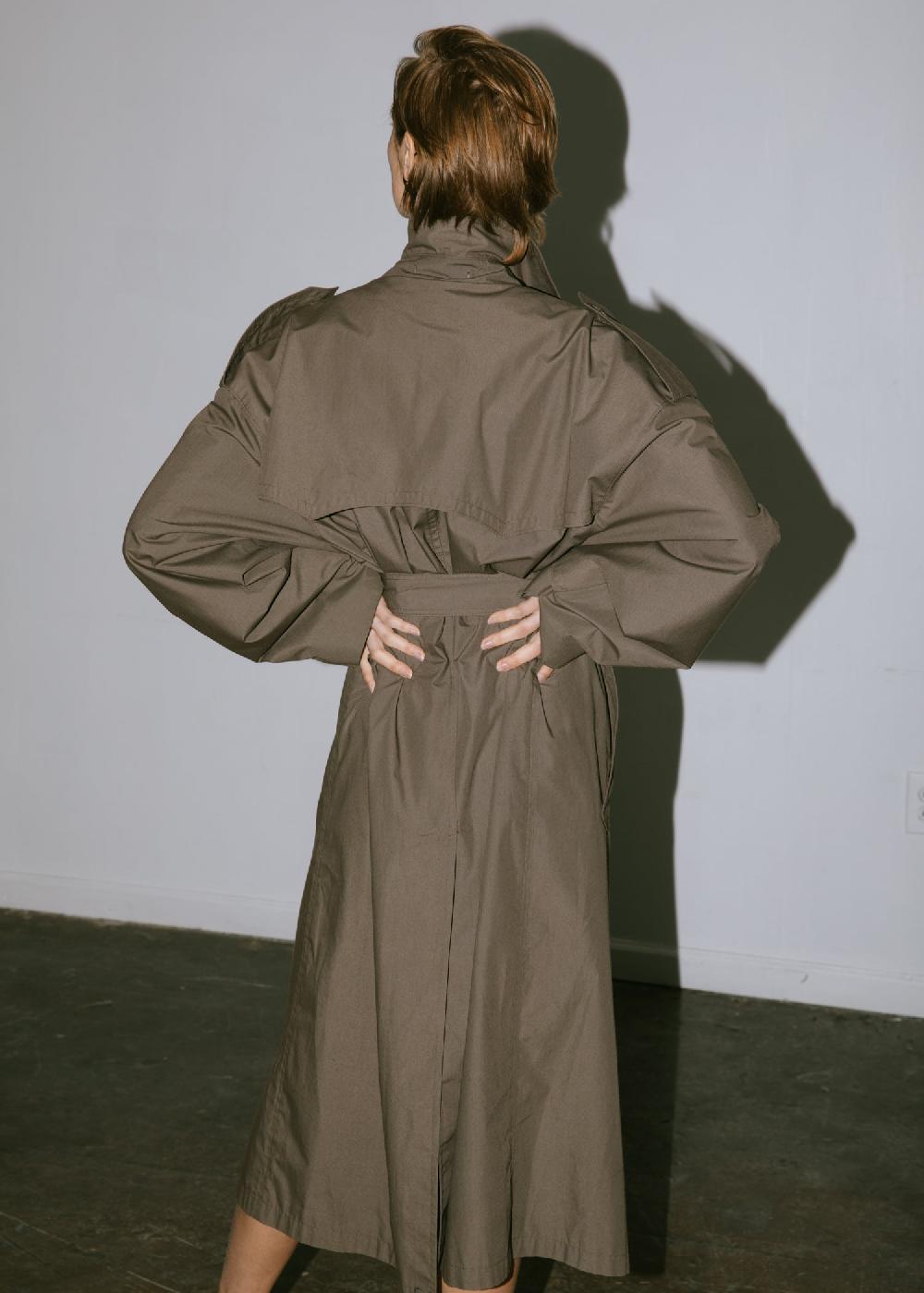 Estella Vintage 1990s Christian Dior Oversized Belted Rain Trench Coat In Olive Grey
