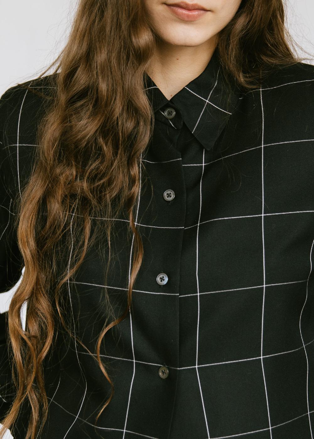 Estella Vintage 1990s Ellen Tracy Silk Blouse In Black And White Windowpane