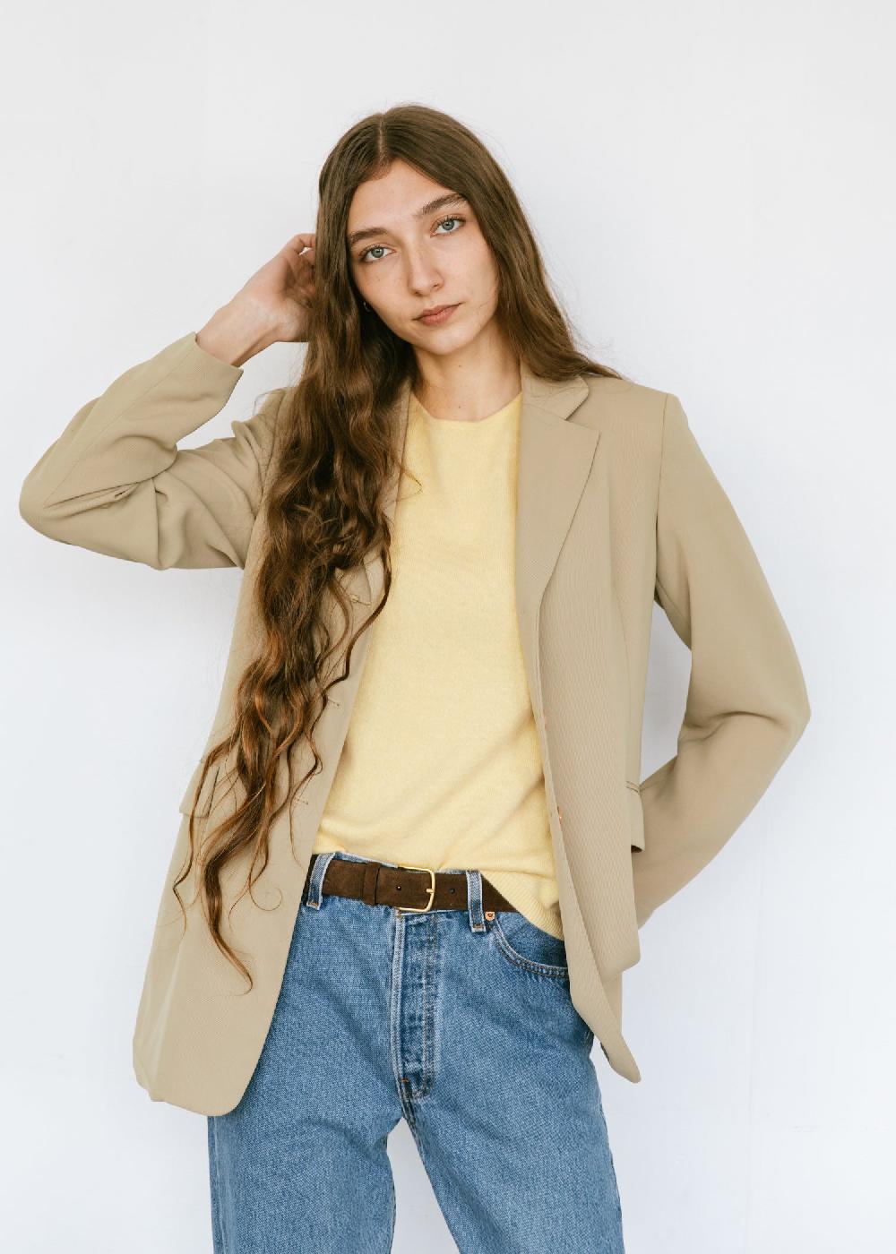 Estella Vintage 1990s Express Minimal Blazer In Tan