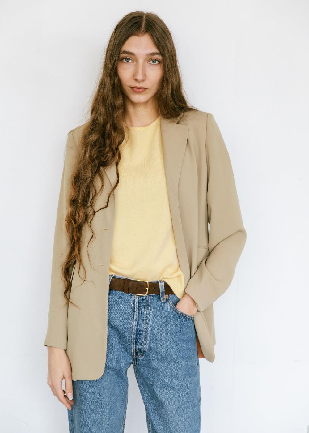 Estella Vintage 1990s Express Minimal Blazer In Tan