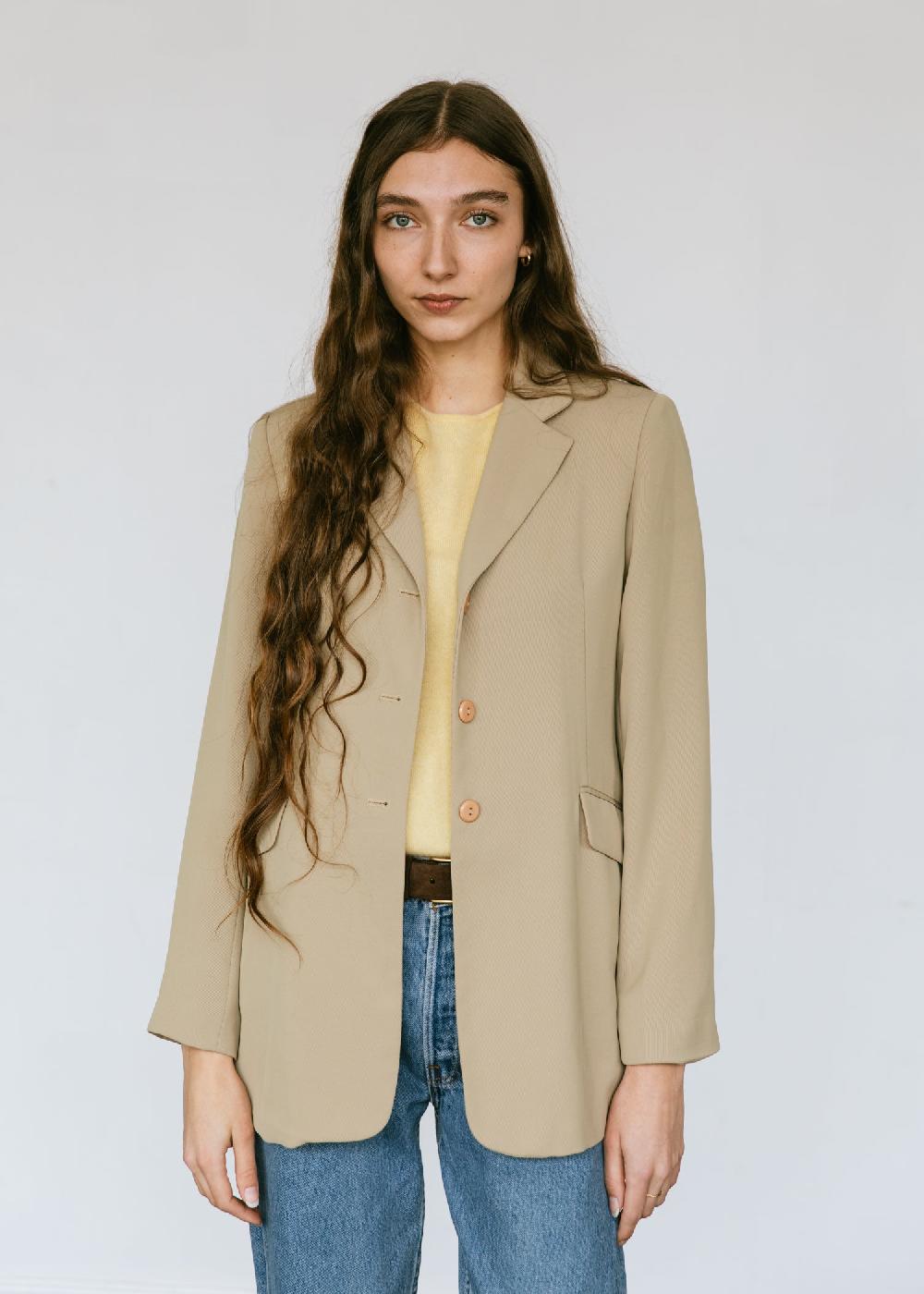 Estella Vintage 1990s Express Minimal Blazer In Tan