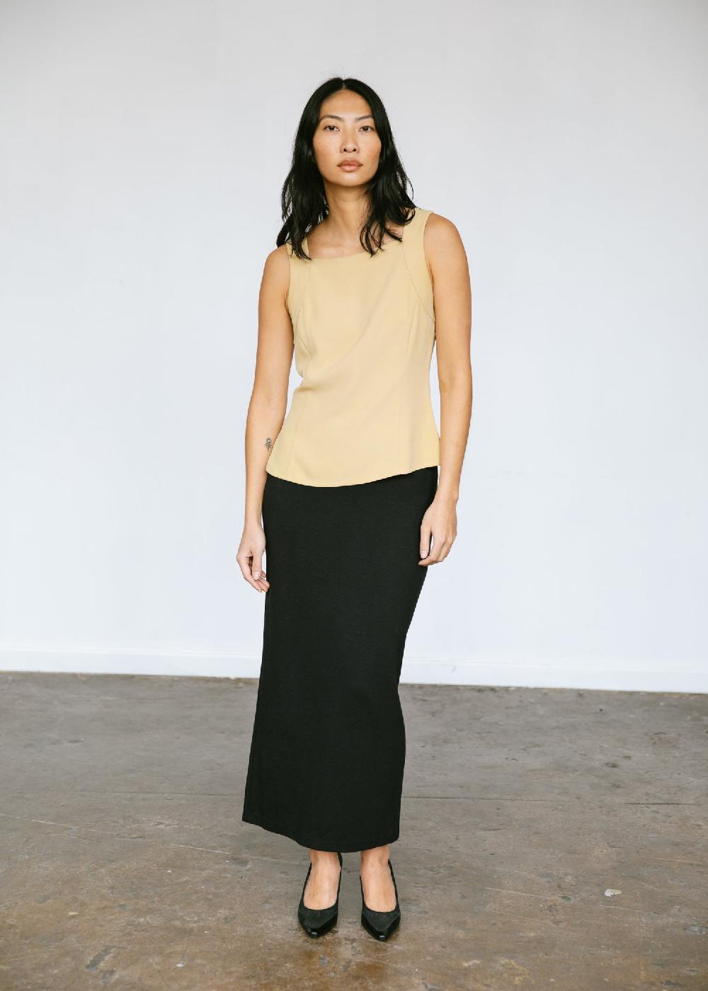 Estella Vintage 1990s Giorgio Armani Minimalist Tank Top In Wheat