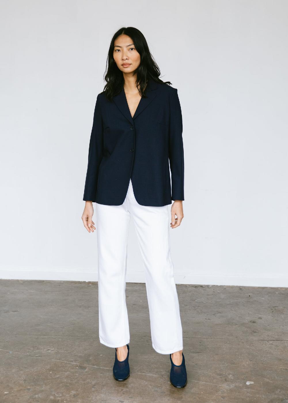 estella Vintage 1990s Minimalist Jil Sander Blazer in Deep Navy