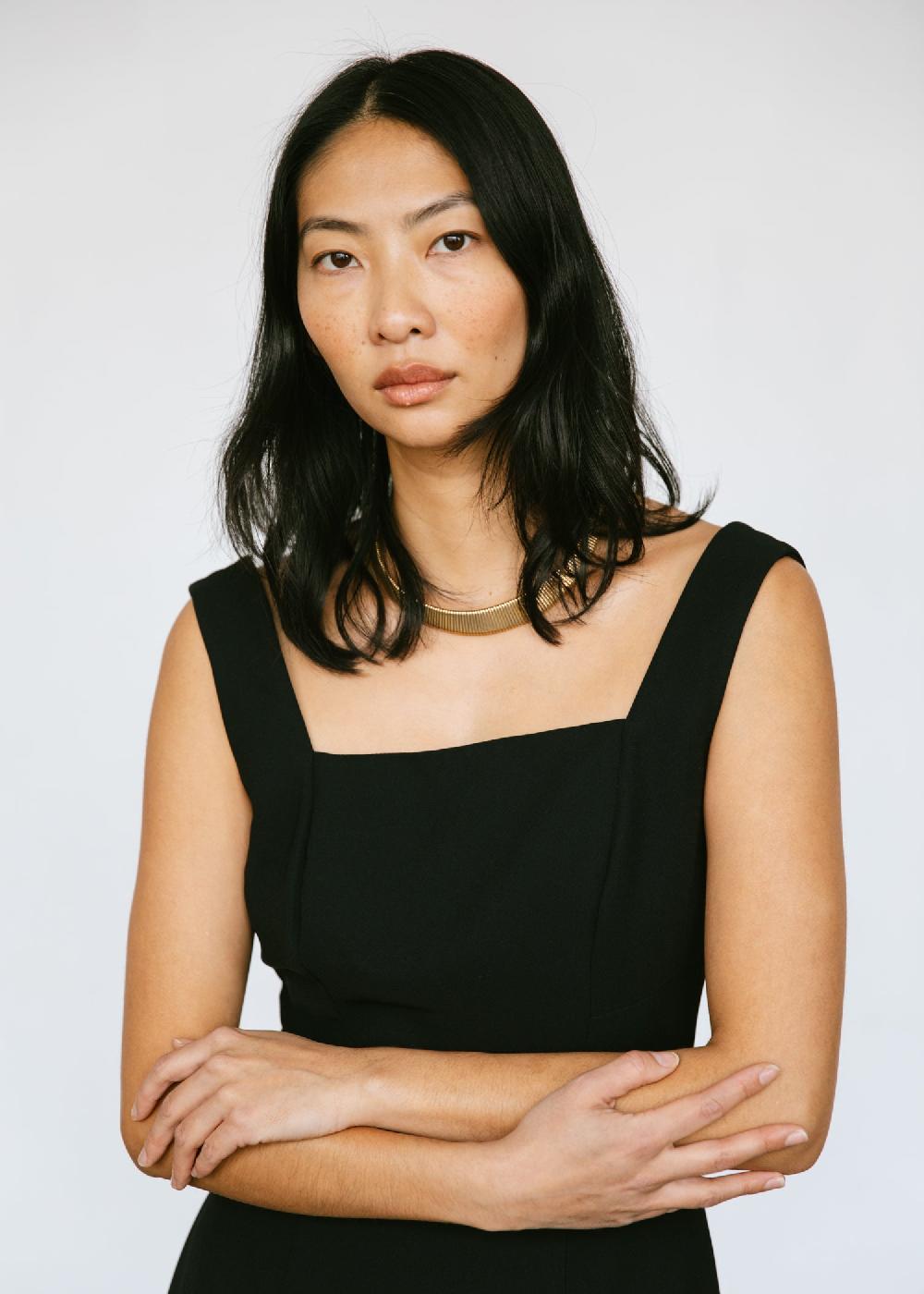 Estella Vintage 1990s Minimalist Little Black Dress With Square Neckline In Black