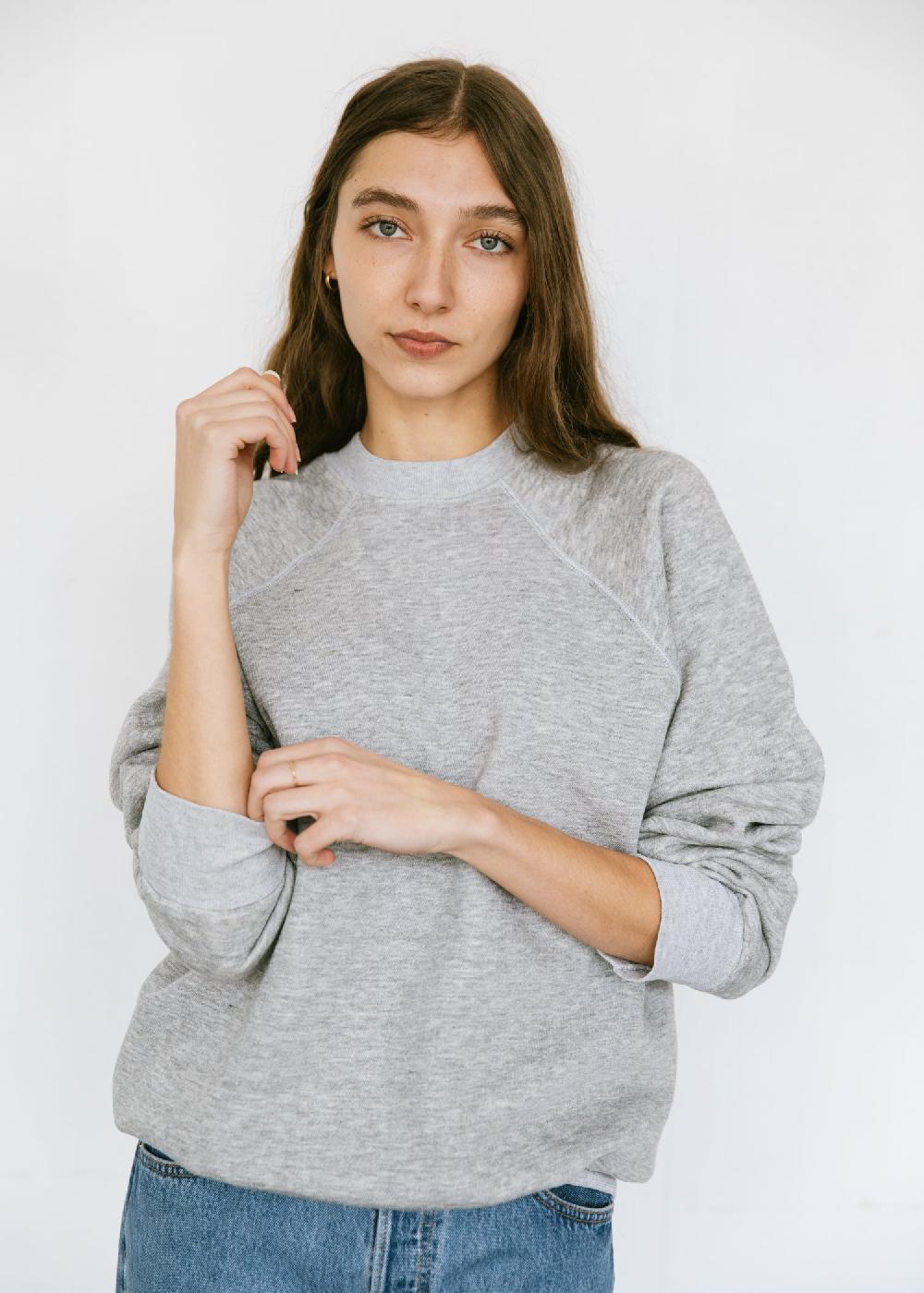 Estella Vintage 1990s Raglan Sleeve Sweatshirt In Heather Grey