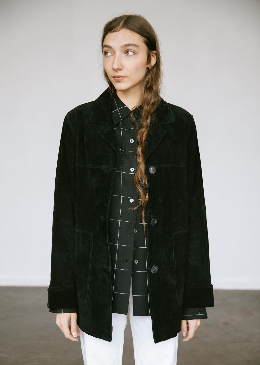 Estella Vintage 1990s Relaxed Fit Suede Jacket In Black