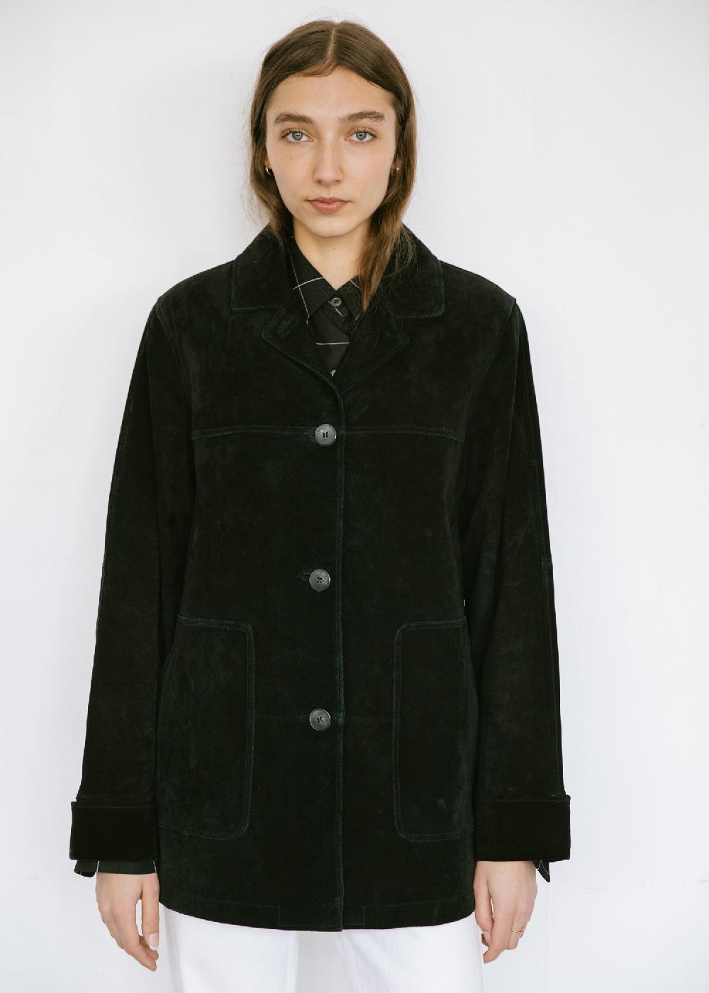 Estella Vintage 1990s Relaxed Fit Suede Jacket In Black