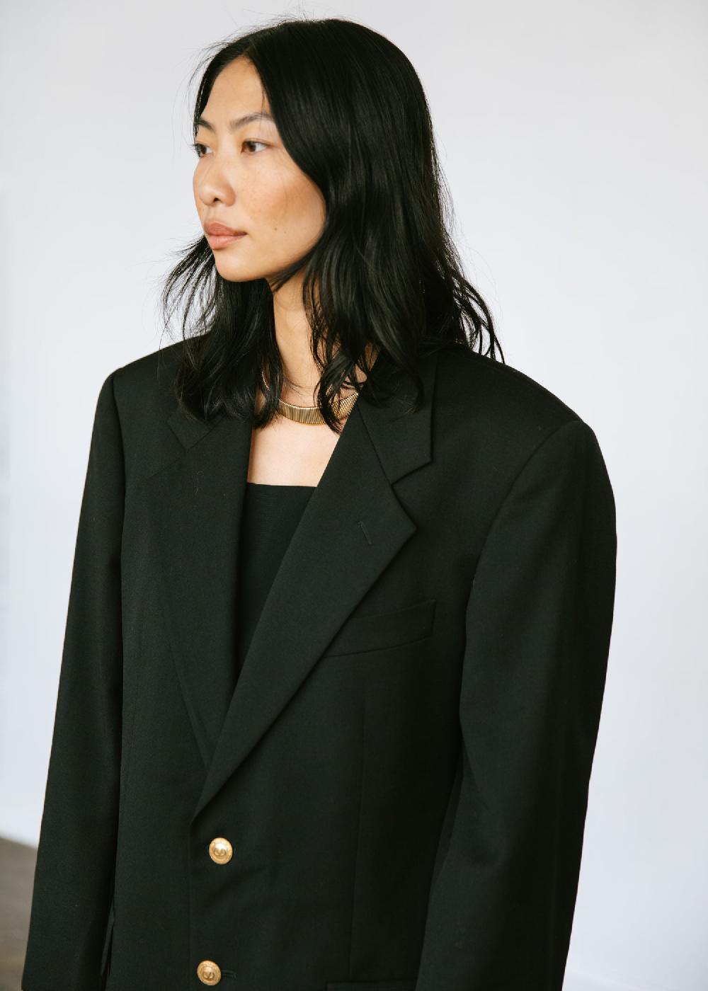 Estella Vintage 1990s Valentino Menswear Oversized Blazer In Black