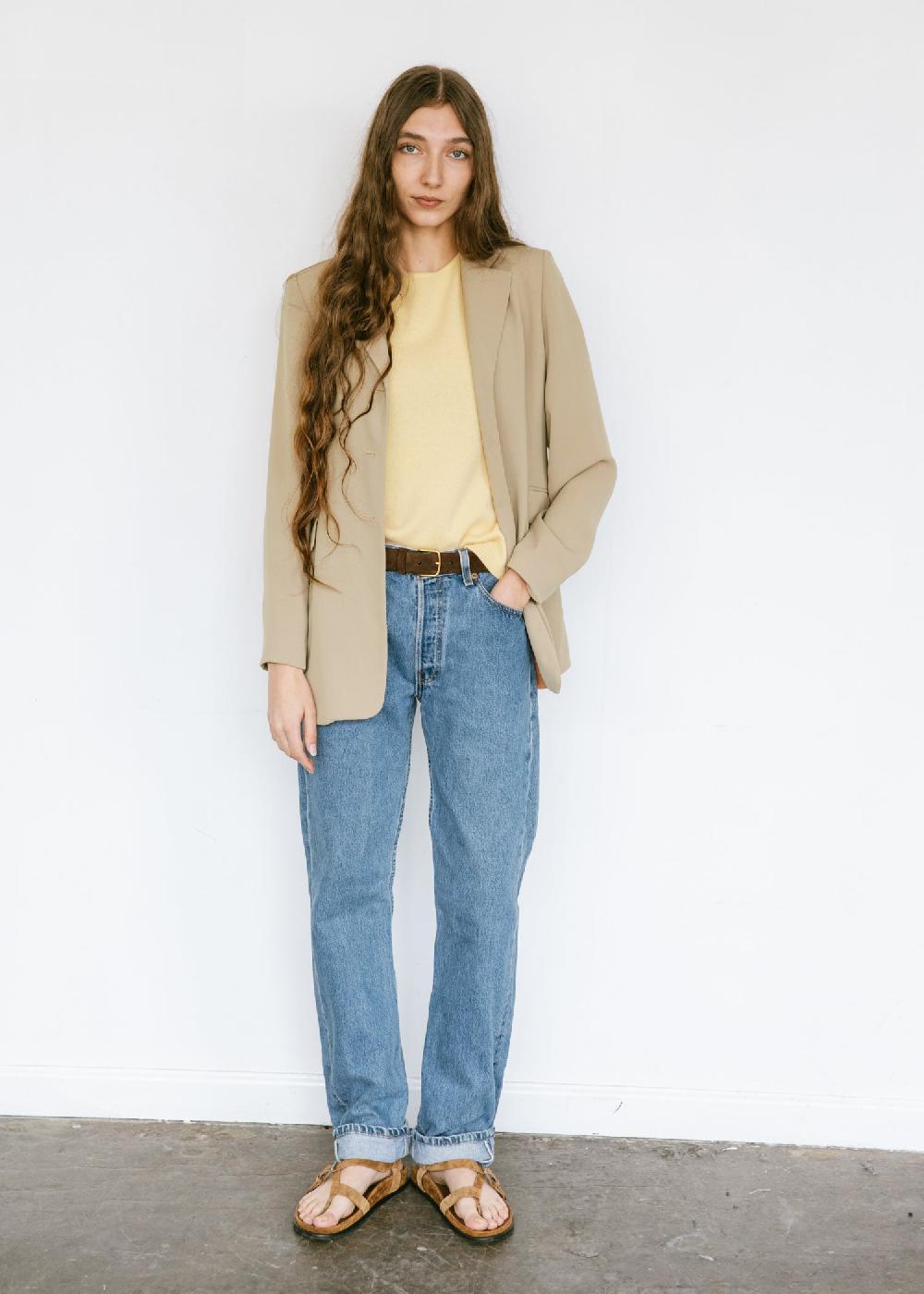 Estella Vintage Short Sleeve Cashmere Sweater In Butter Yellow