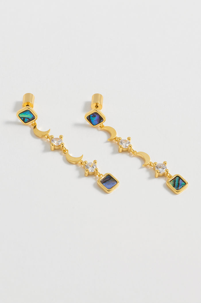 Estella Bartlett Abalone CZ Moon Drop Earrings Gold Plated | Abalone