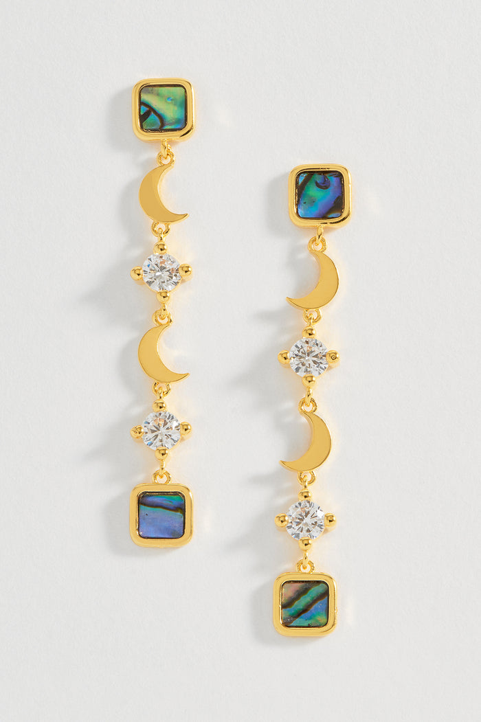 estella bartlett Abalone CZ Moon Drop Earrings Gold Plated | Abalone