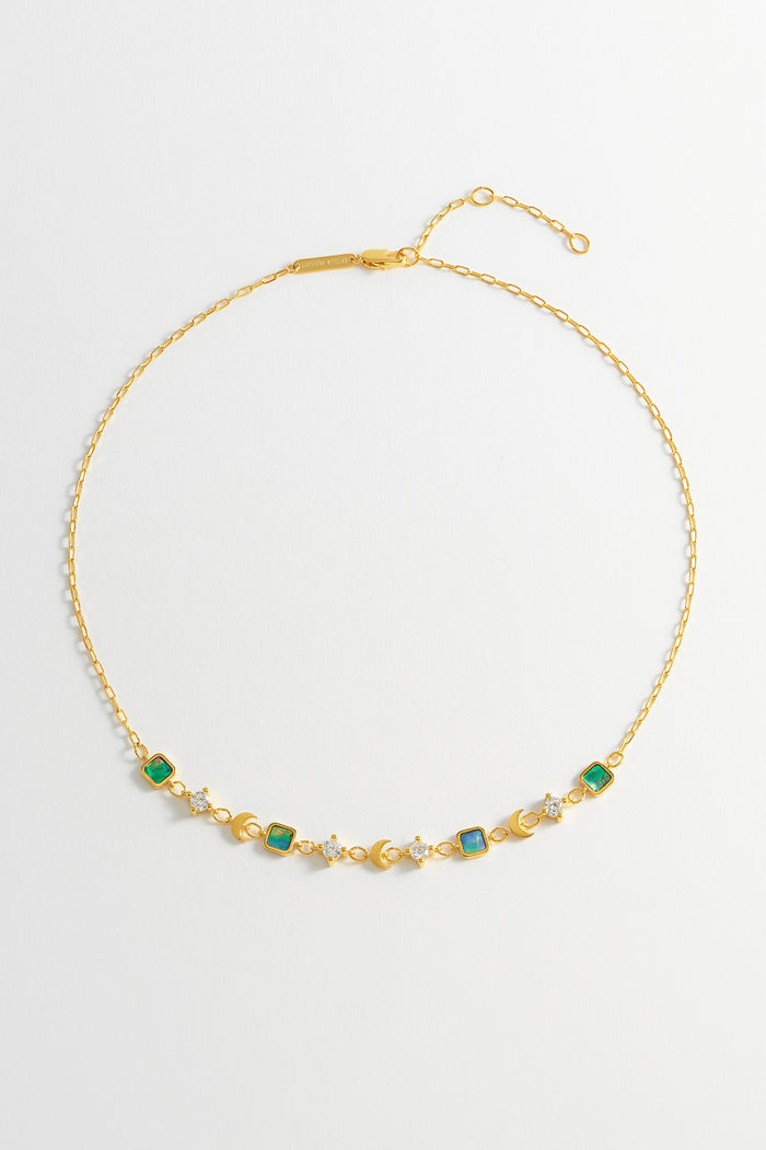Estella Bartlett Abalone CZ Moon Necklace Gold Plated | Abalone