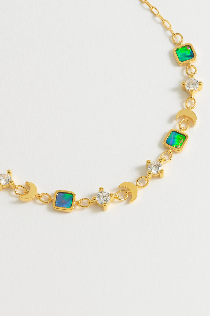 estella bartlett Abalone CZ Moon Necklace Gold Plated | Abalone