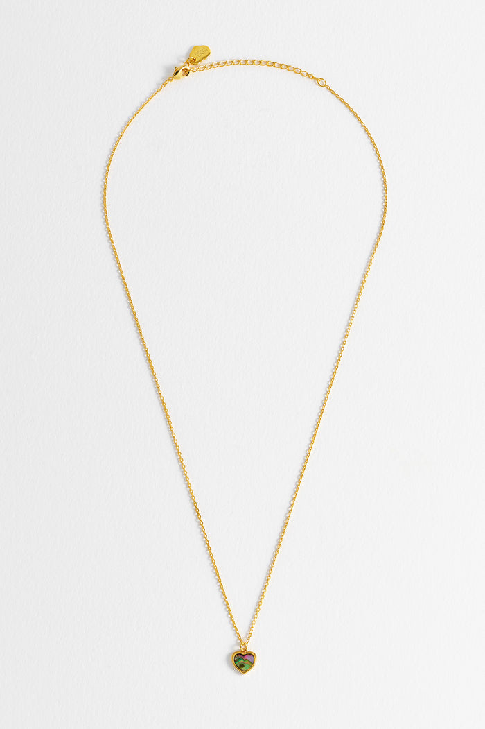 Estella Bartlett Abalone Heart Pendant Gold Plated | Abalone Packaging Message: With Love