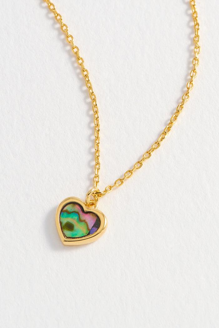 Estella Bartlett Abalone Heart Pendant Gold Plated | Abalone Packaging Message: With Love