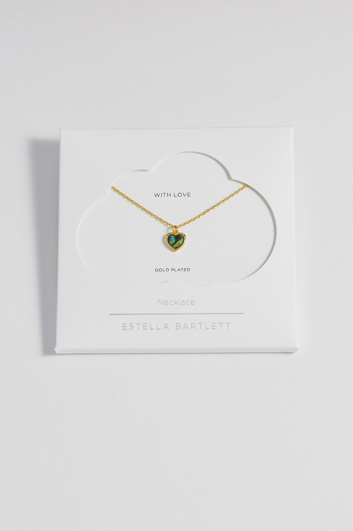 estella bartlett Abalone Heart Pendant Gold Plated | Abalone Packaging Message: With Love
