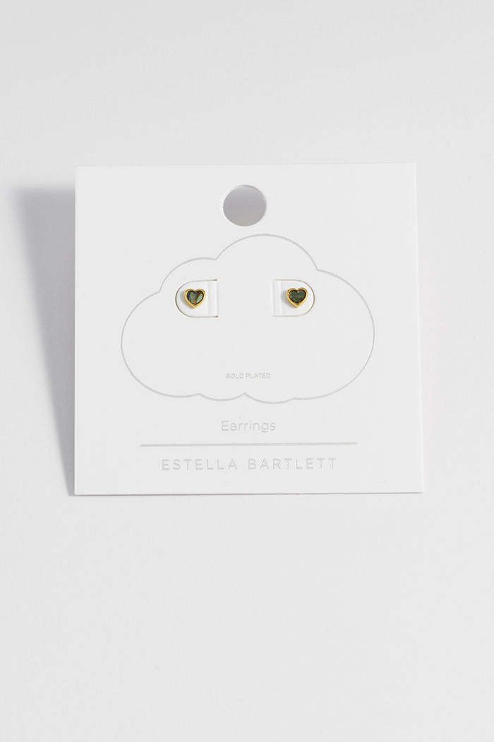 Estella Bartlett Abalone Heart Studs Gold Plated | Abalone