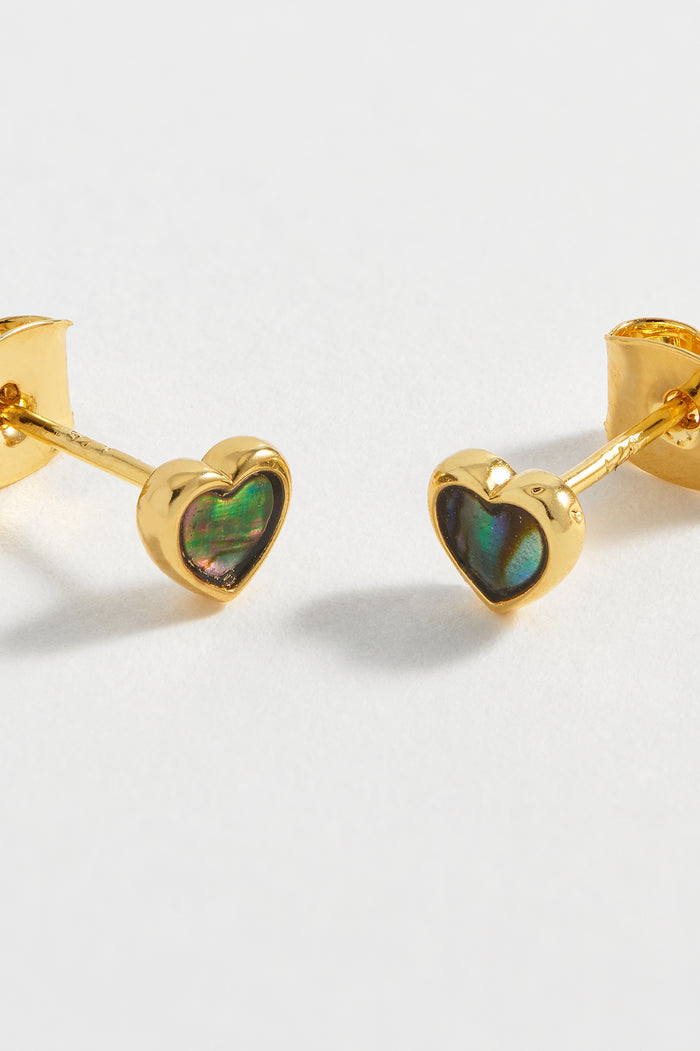 Estella Bartlett Abalone Heart Studs Gold Plated | Abalone