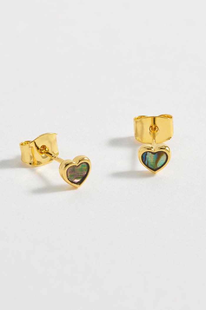 estella bartlett Abalone Heart Studs Gold Plated | Abalone