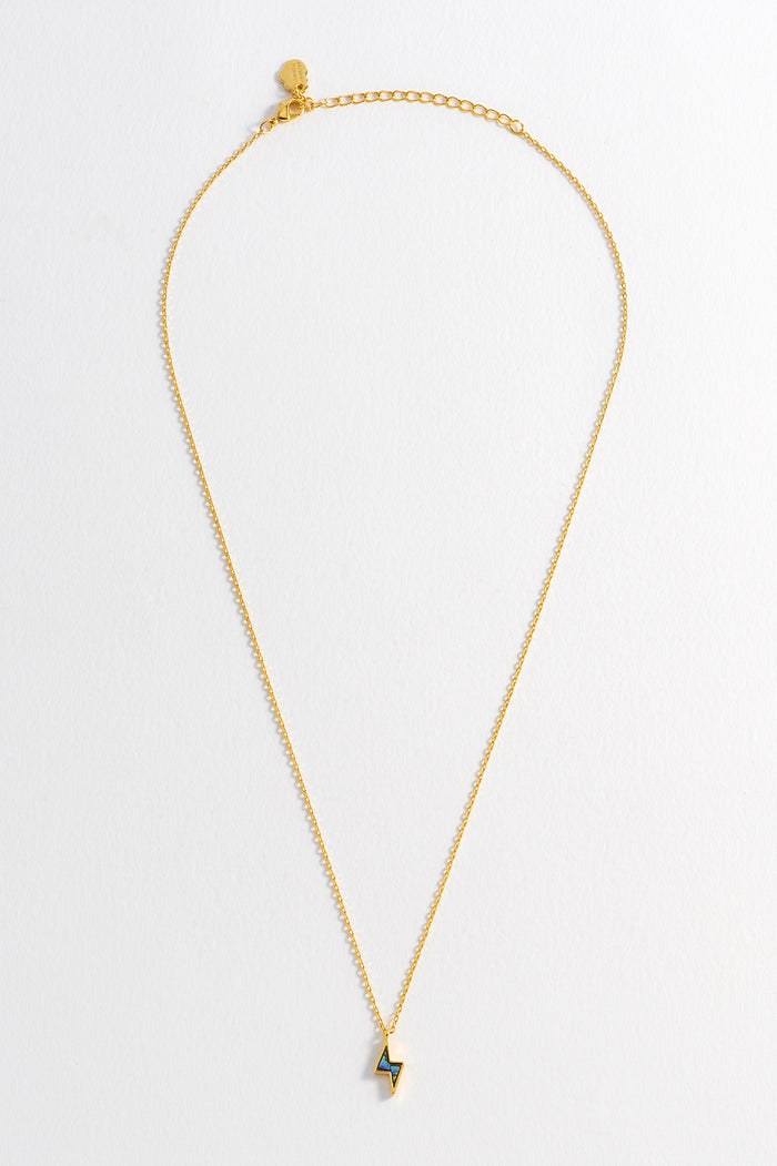 Estella Bartlett Abalone Power Bolt Necklace Gold Plated | Abalone Packaging Message: I Am Powerful