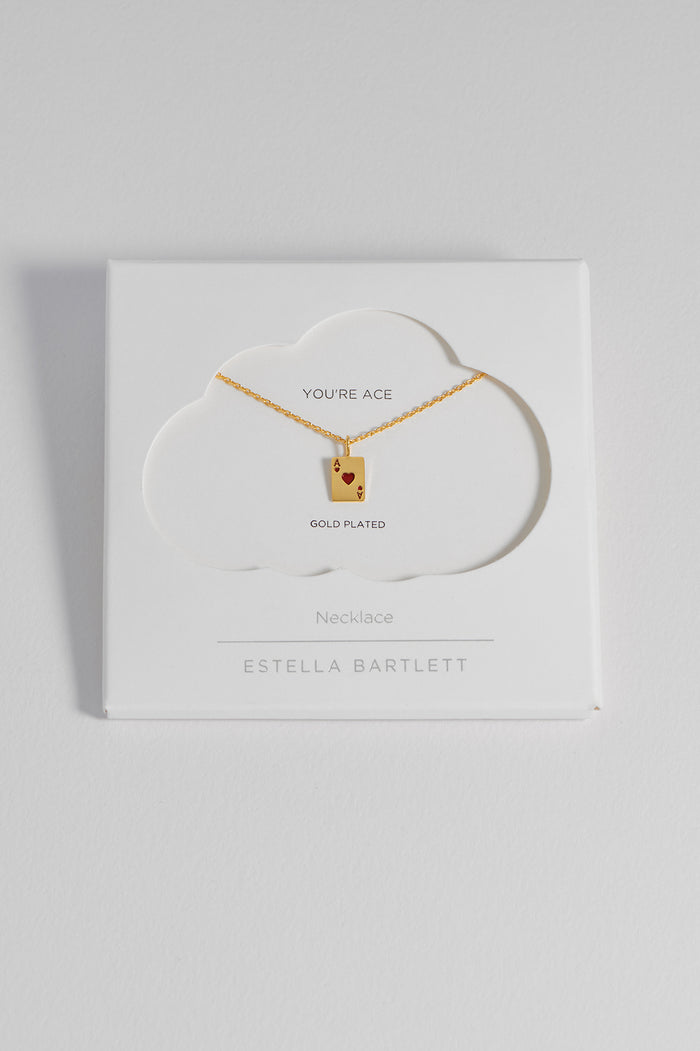 estella bartlett Ace of Hearts Necklace Gold Plated Packaging Message: You're Ace