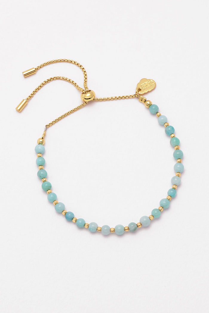 Estella Bartlett Amazonite Gemstone Amelia Bracelet Gold Plated | Luck Packaging Message: Luck