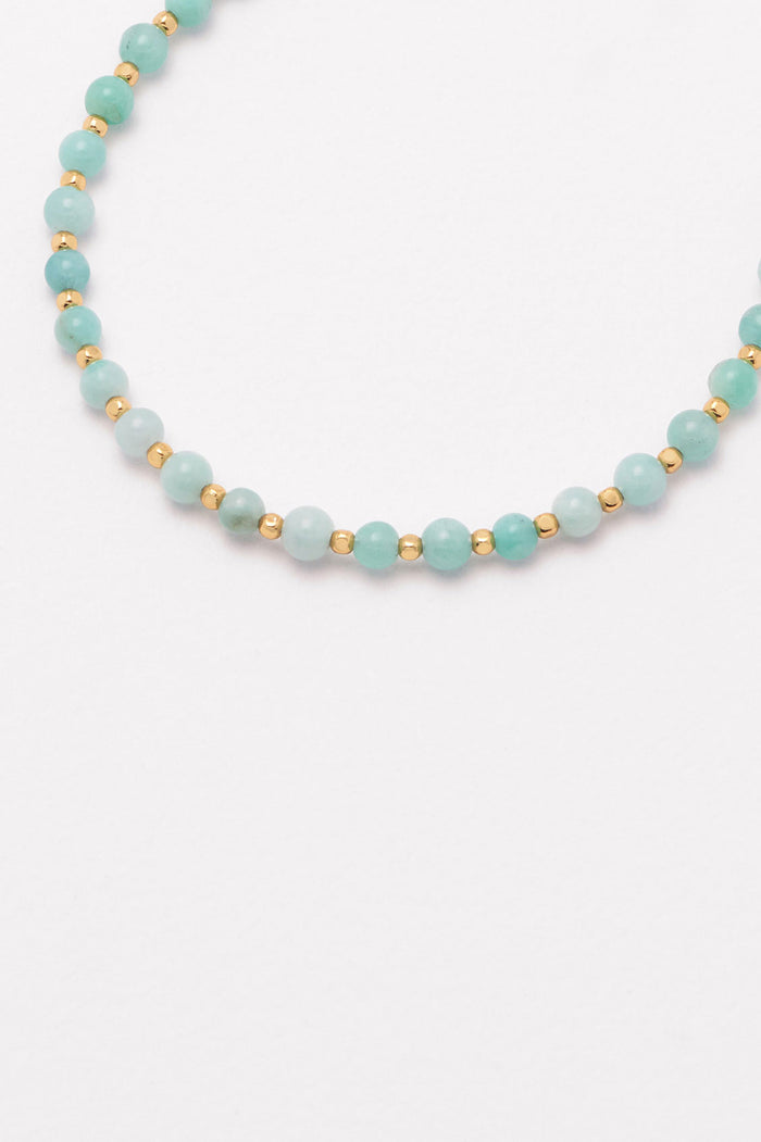 Estella Bartlett Amazonite Gemstone Amelia Bracelet Gold Plated | Luck Packaging Message: Luck