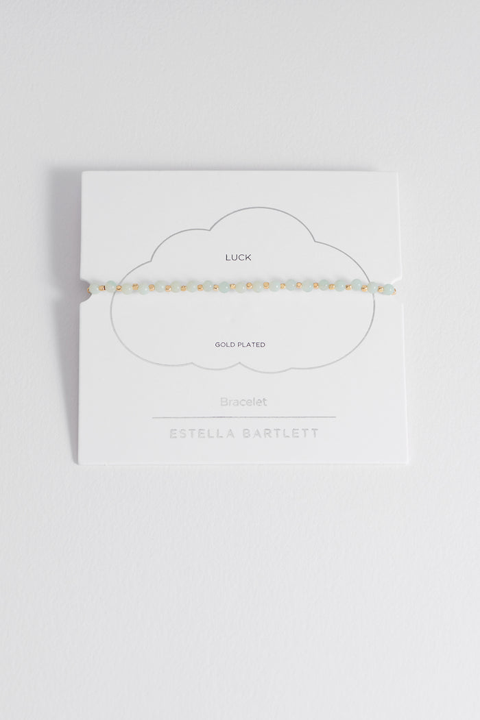 estella bartlett Amazonite Gemstone Amelia Bracelet Gold Plated | Luck Packaging Message: Luck