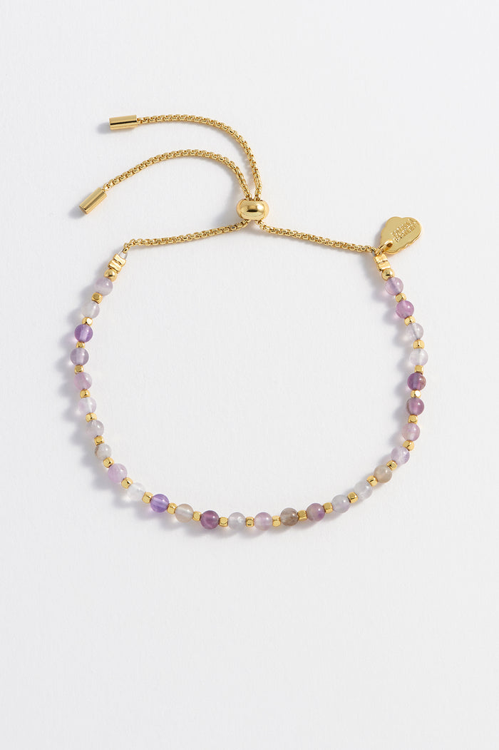 Estella Bartlett Amethyst Gemstone Amelia Bracelet Gold Plated | Calm Packaging Message: Calm