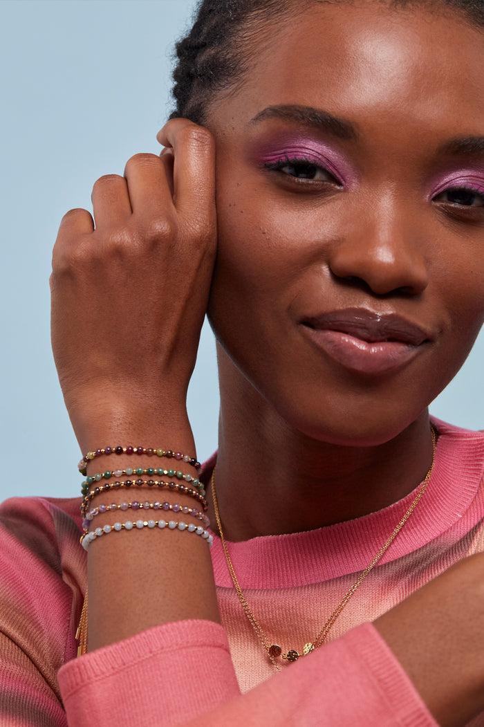 Estella Bartlett Amethyst Gemstone Amelia Bracelet Gold Plated | Calm Packaging Message: Calm