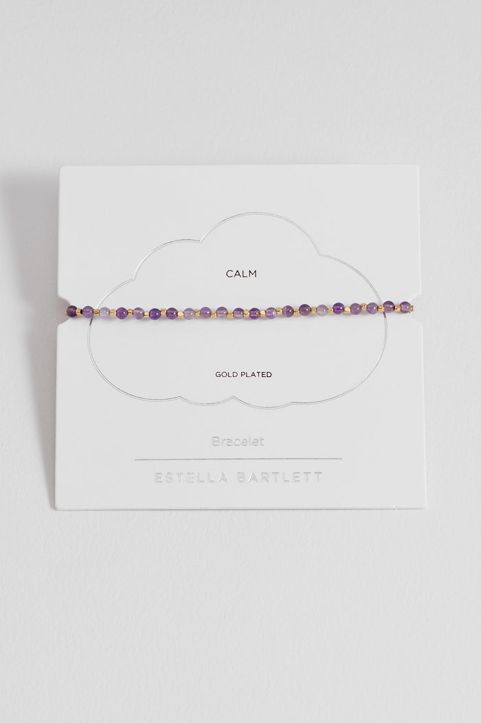 estella bartlett Amethyst Gemstone Amelia Bracelet Gold Plated | Calm Packaging Message: Calm