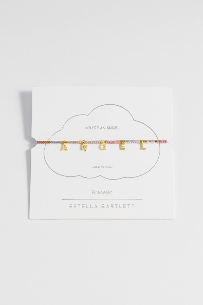 estella bartlett Angel Friendship Bracelet Gold Plated | Multi Packaging Message: You're An Angel