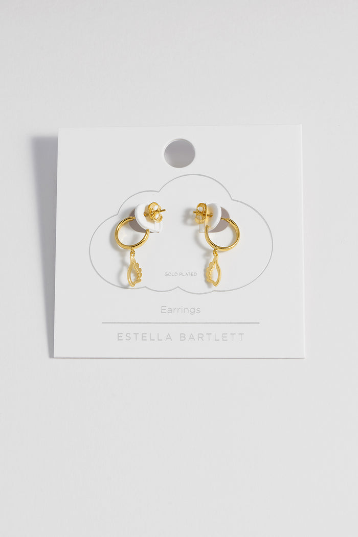 Estella Bartlett Angel Wings Drop Hoops Gold Plated