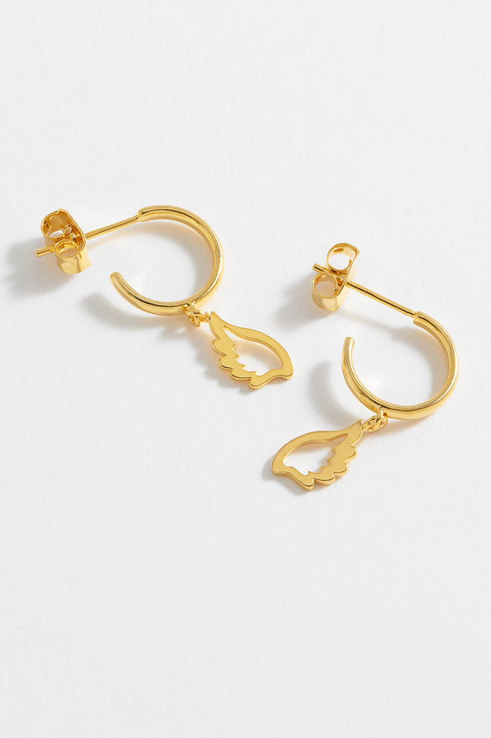 estella bartlett Angel Wings Drop Hoops Gold Plated