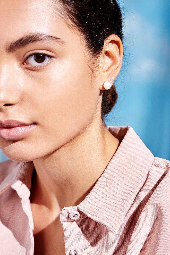 Estella Bartlett Baroque Pearl Stud Earrings Silver Plated