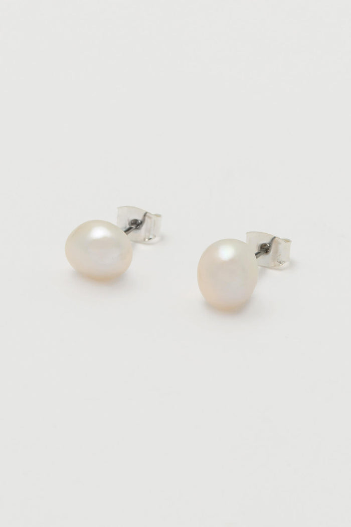 estella bartlett Baroque Pearl Stud Earrings Silver Plated