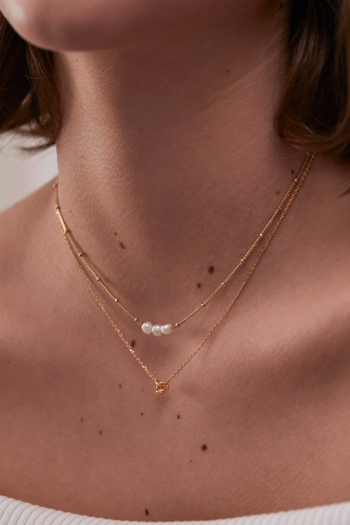 Estella Bartlett Beaded Chain And Pearl Necklace Gold Plated | Pearl Packaging Message: With Love