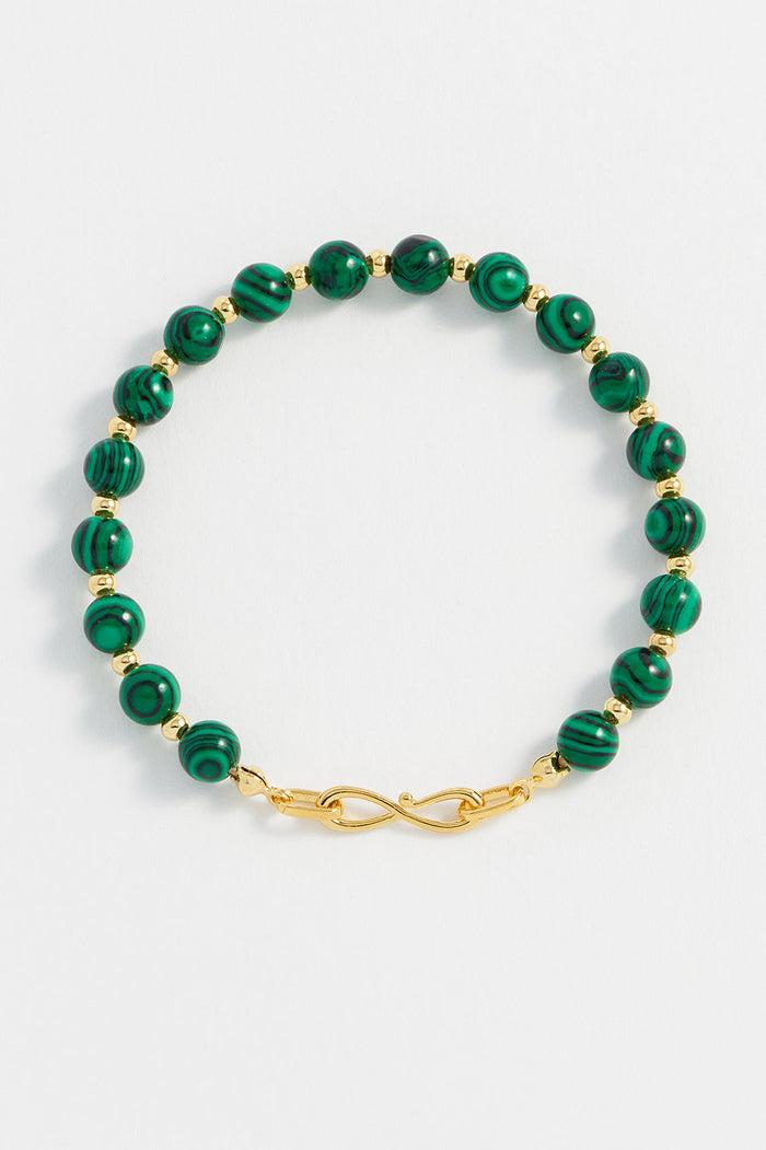 estella bartlett Beaded Infinity Bracelet Gold Plated | Malachite