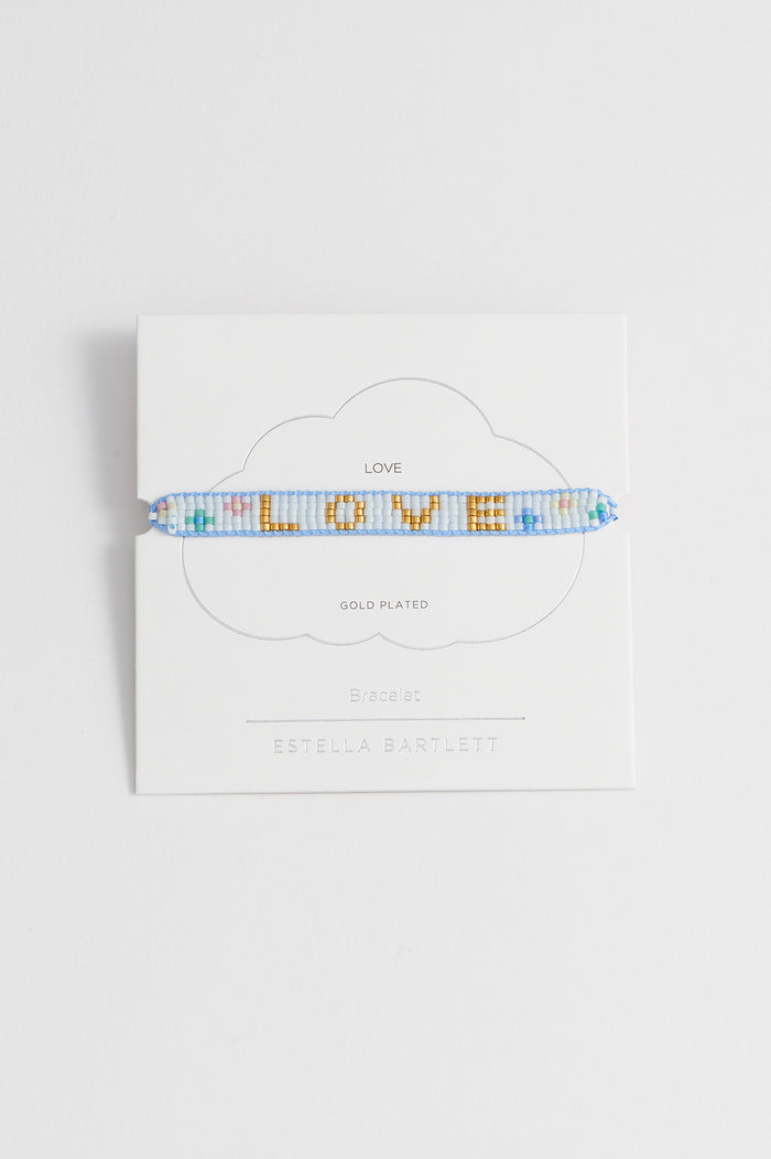 Estella Bartlett Beaded Love Bracelet Gold Plated | Multi Packaging Message: Love