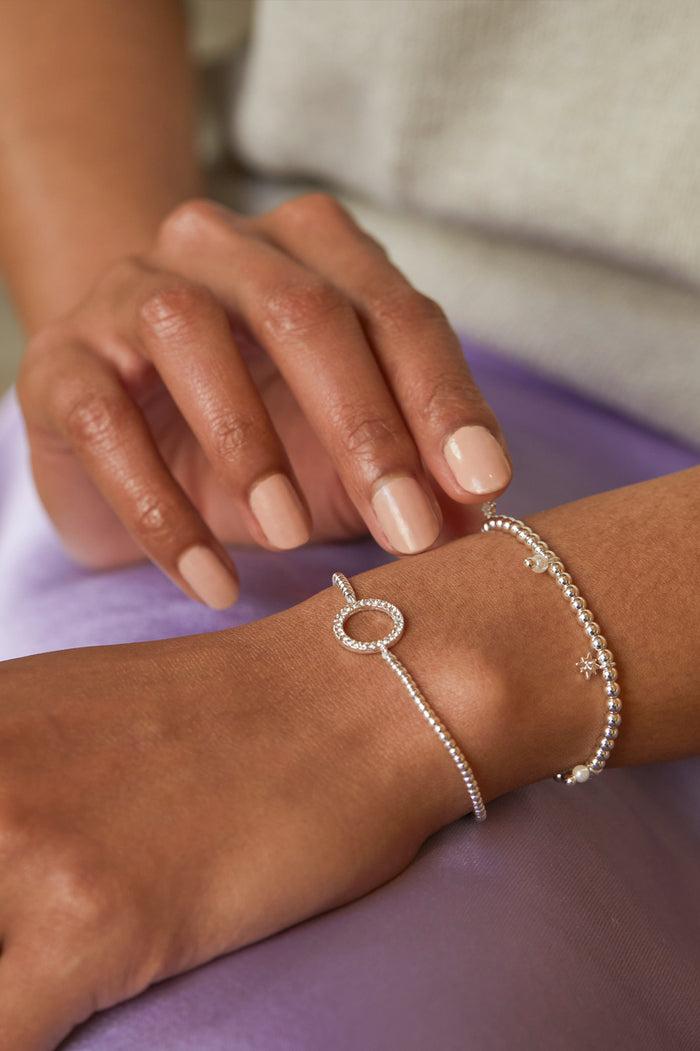 Estella Bartlett Beaded Star Pearl Charm Bracelet Silver Plated Packaging Message: Choose To Shine