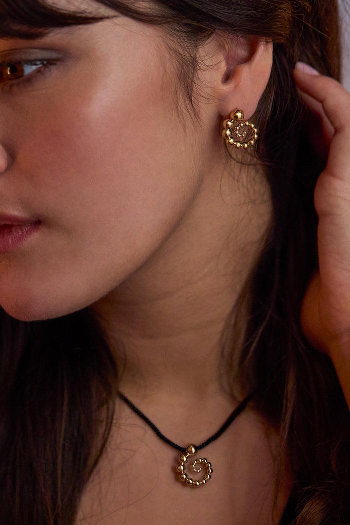 Estella Bartlett Beaded Swirl Earrings Waterproof PVD Gold Plated