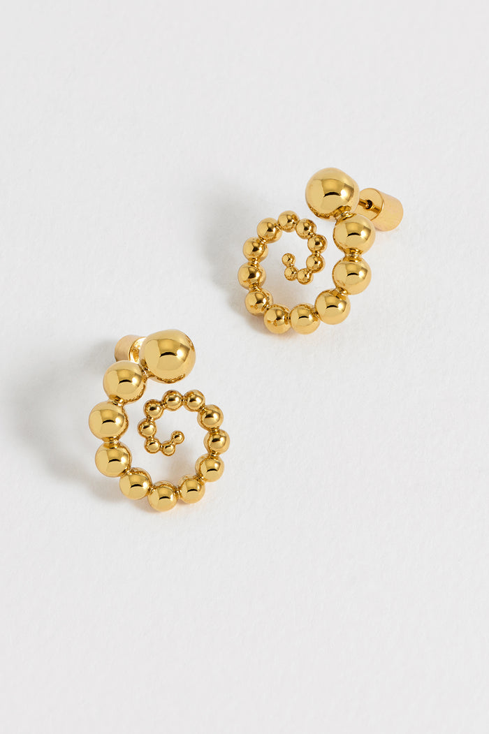 Estella Bartlett Beaded Swirl Earrings Waterproof PVD Gold Plated